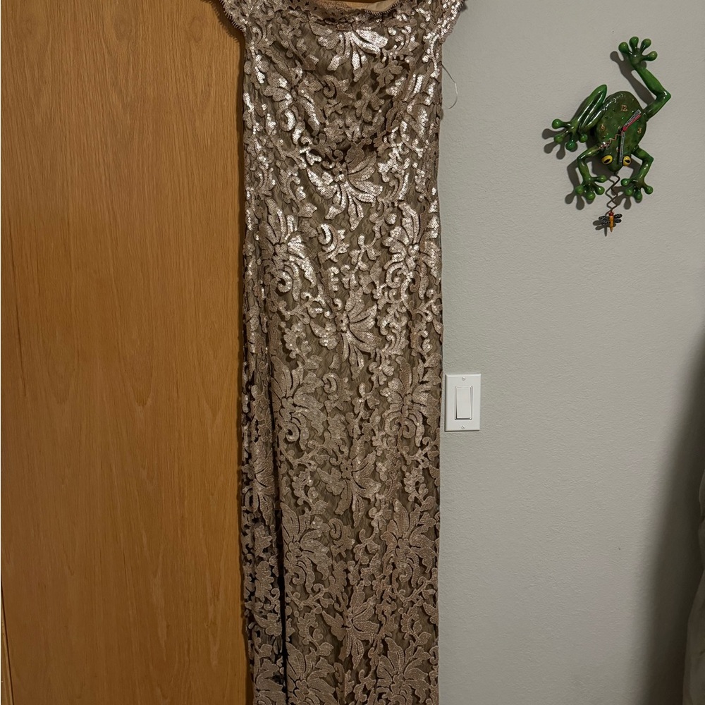 Tadashi Shoji Odette Off-Shoulder Sequin Mesh Column Gown